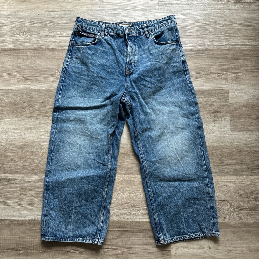 We The Free / Free People Relaxed Wide Leg Blue Jeans